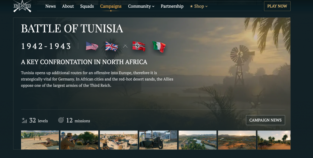 the battle of tunisia in enlisted console game