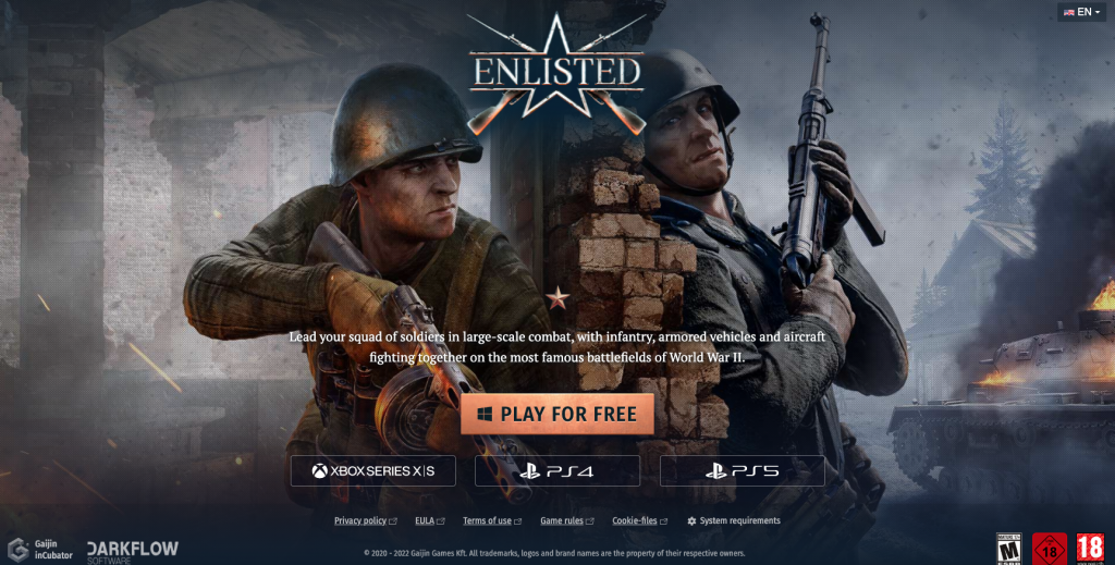 download page for enlisted game